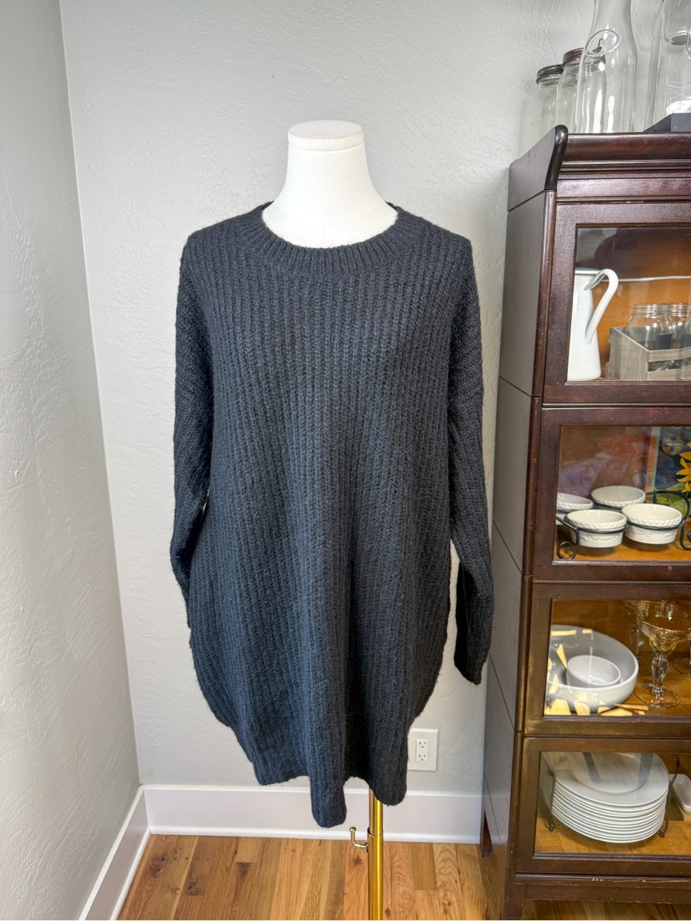 Denim & Supply Ralph Lauren Black Wool Alpaca Mohair Sweater Oversized Size L